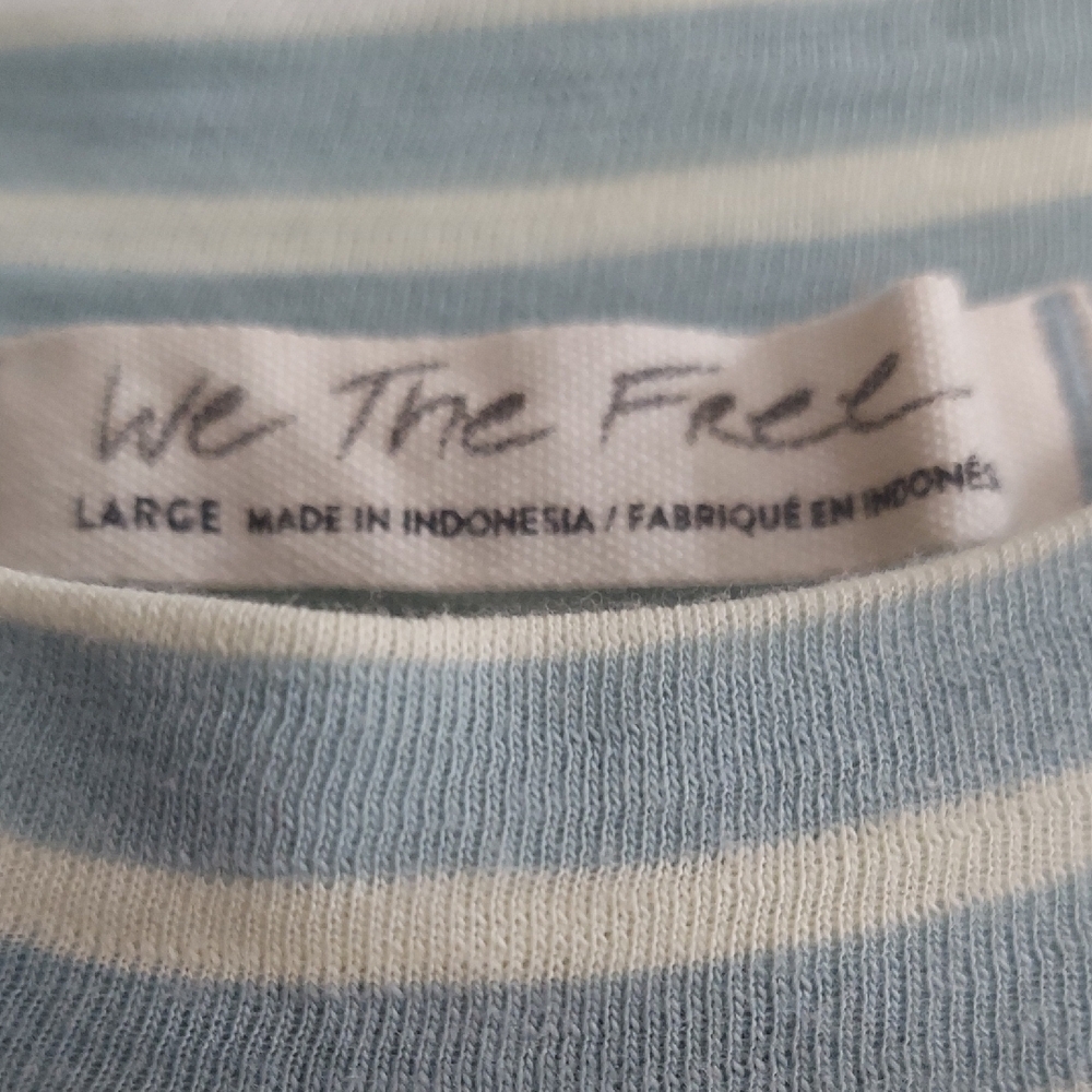 We The Free Sky Blue and Cream Striped Top - Picture 4 of 5